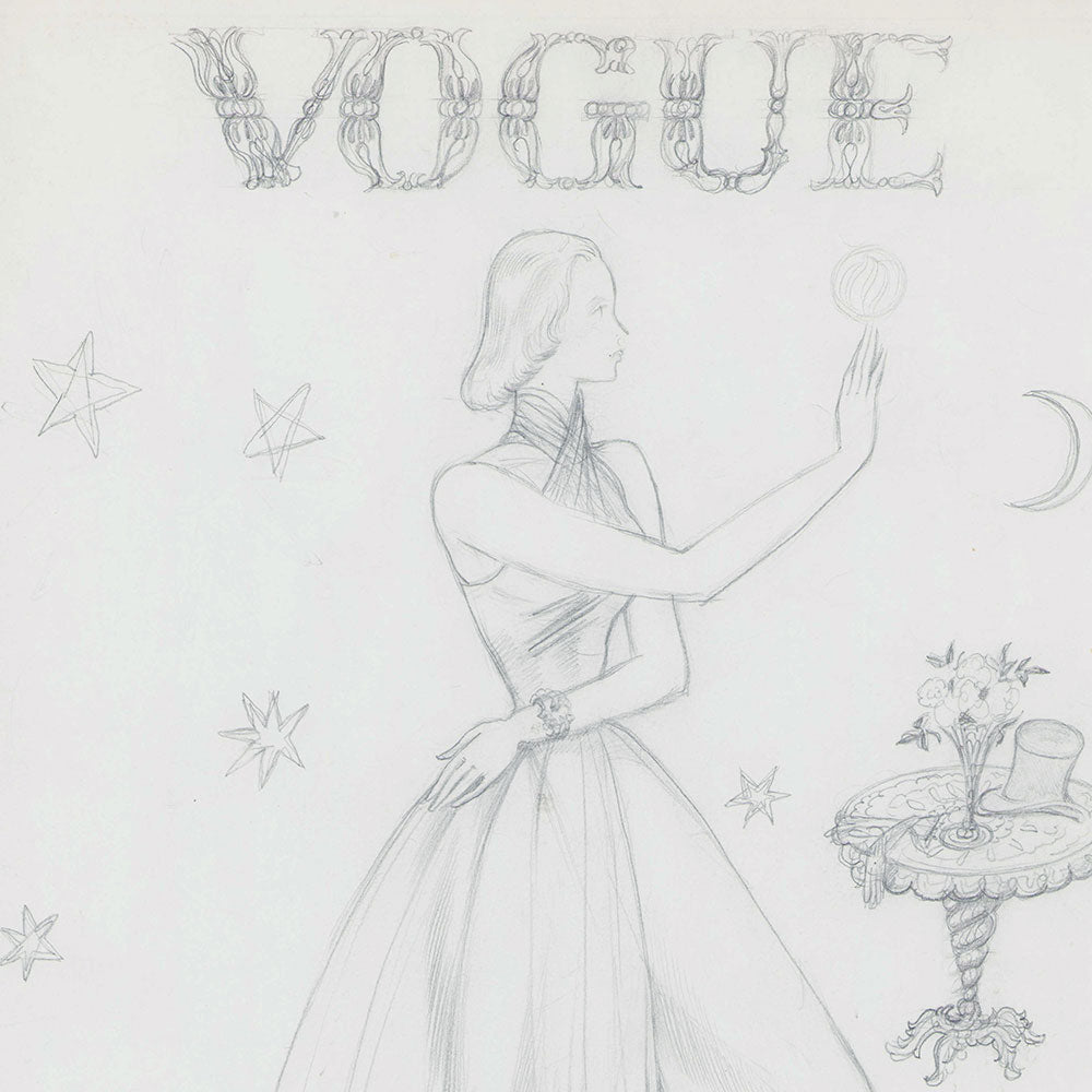 Lepape - Elégante aux étoiles, projet de couverture pour Vogue, dessin de Georges Lepape (circa 1930)