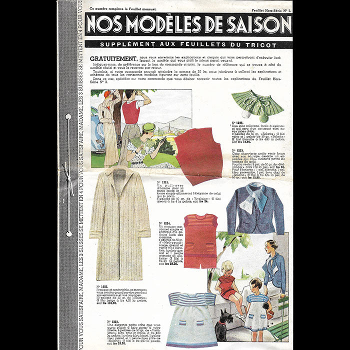 Les Trois Suisses - Nos modèles de Saison, Supplément des Feuillets du Tricot (circa 1933-1935)