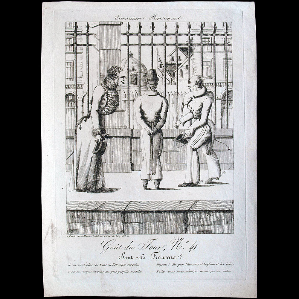 Martinet - Caricatures Parisiennes, Le Goût du Jour, gravure n°41, Sont-ils Français (1817)