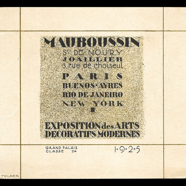 Mauboussin - Carte de la maison de joaillerie pour l'Exposition des Arts Décoratifs (1925)