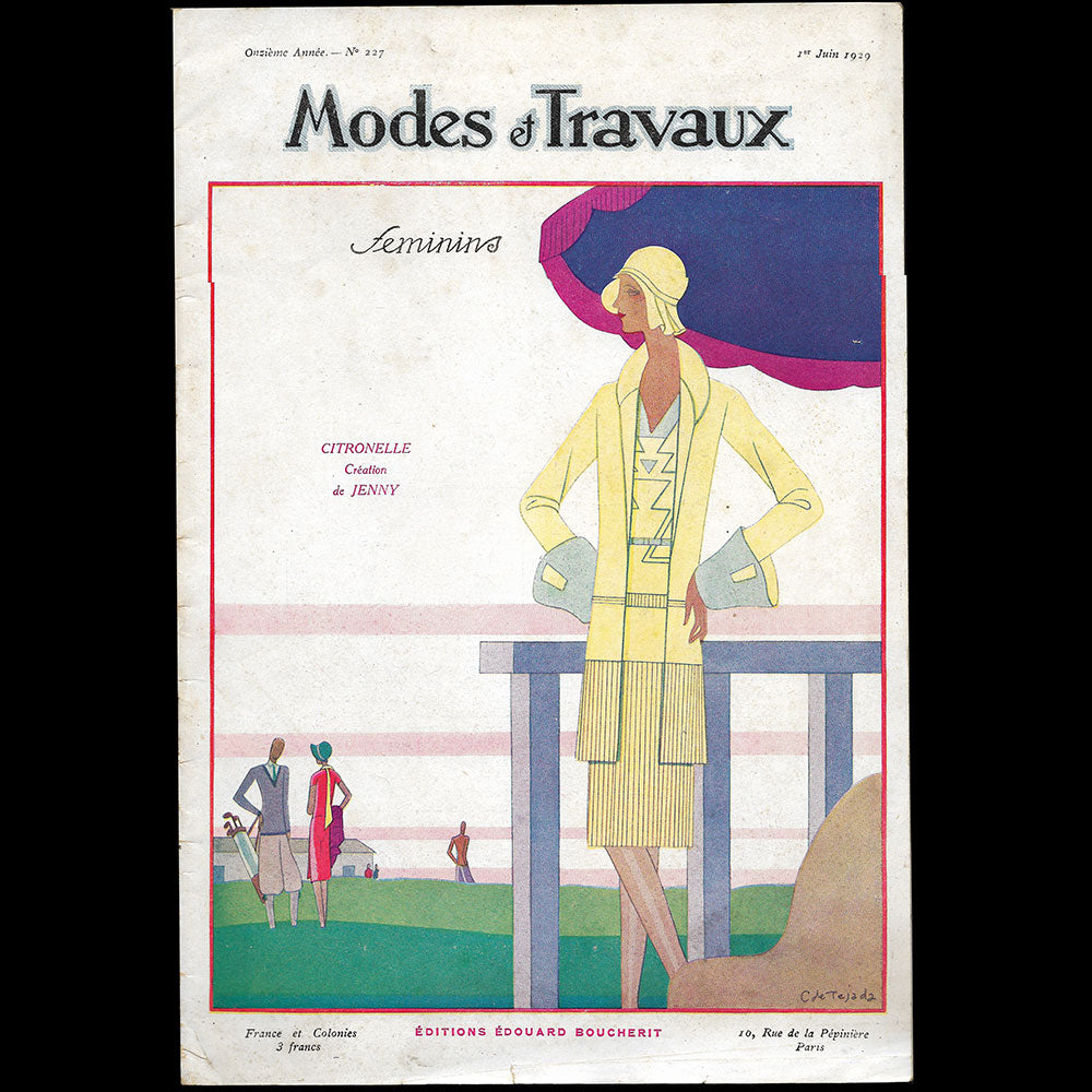 Modes et Travaux, 1er juin 1927, couverture de C. de Tejada d'un modèle de Jenny