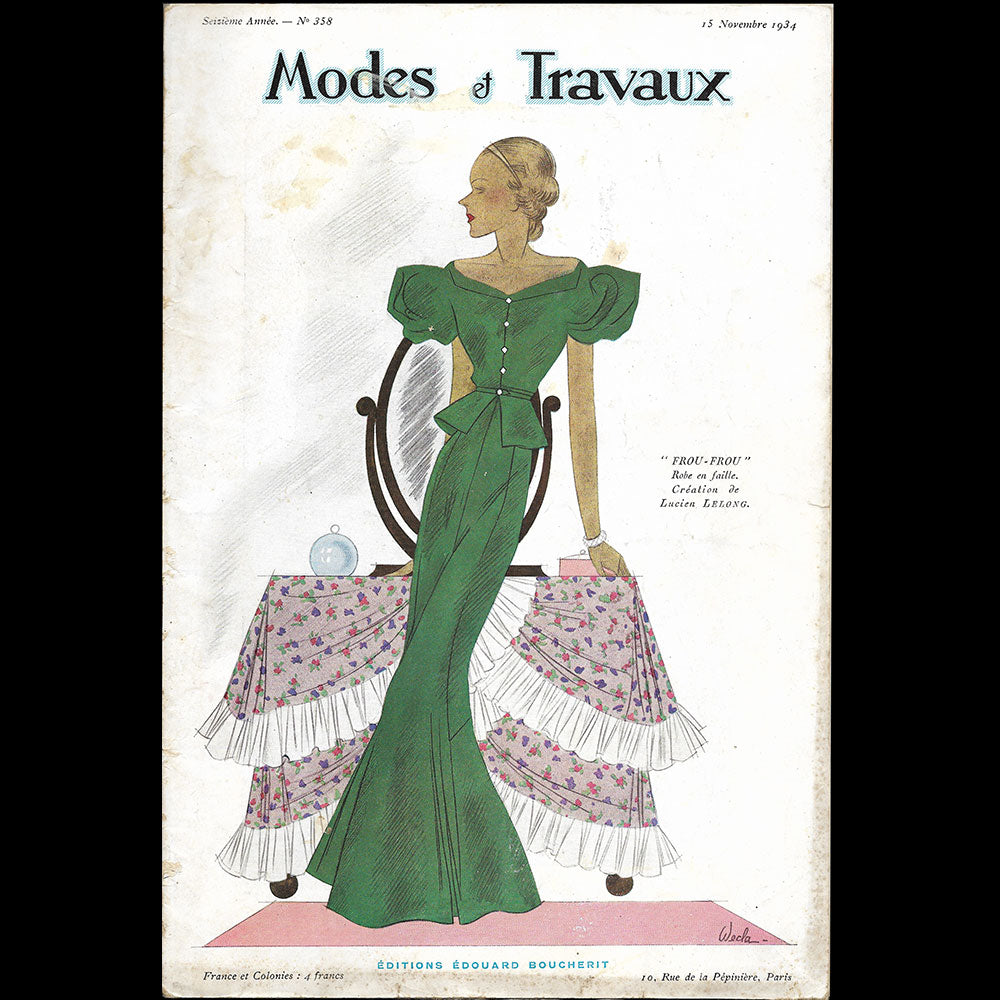 Modes et Travaux, 15 novembre 1934, couverture de Wecla d'un modèle de Lucien Lelong