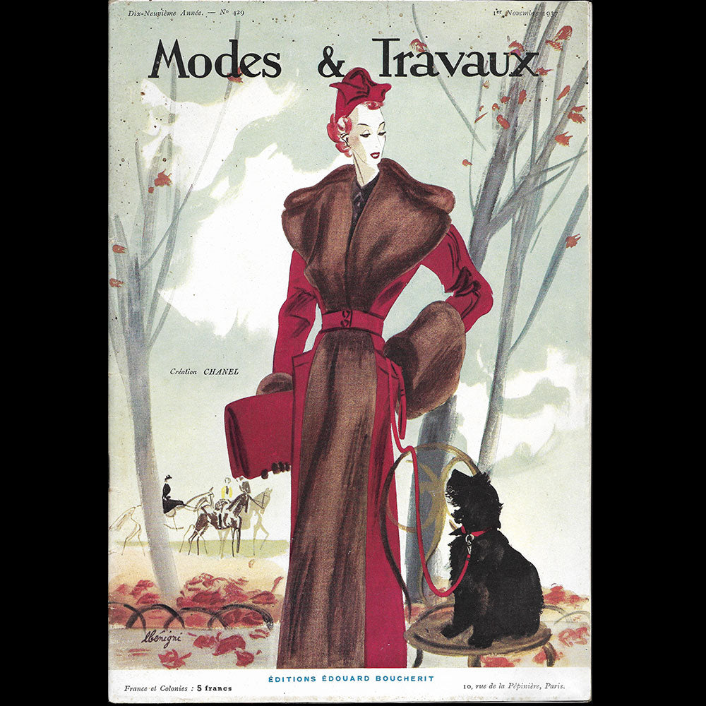 Modes et Travaux, 1er novembre 1937, couverture de Bénigni d'un modèle de Chanel