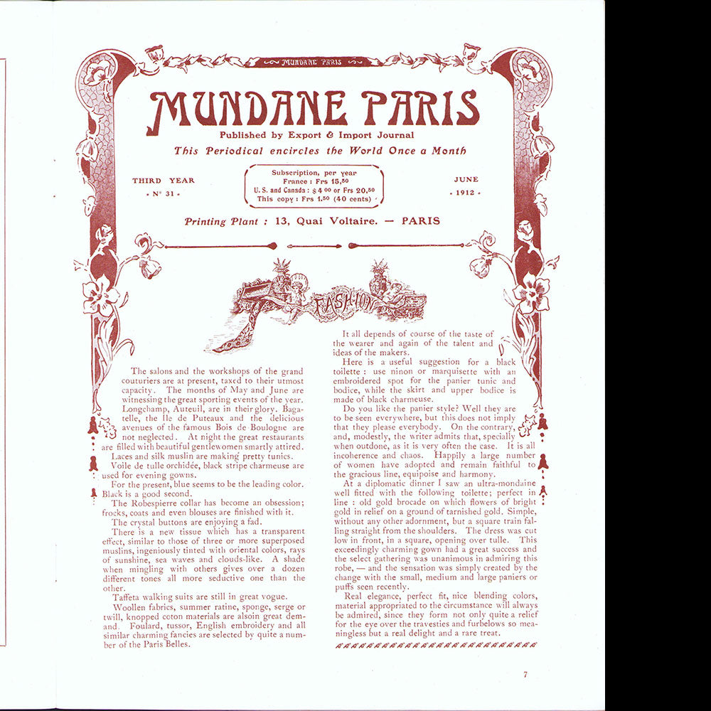 Mundane Paris, n°31 (juin 1912)