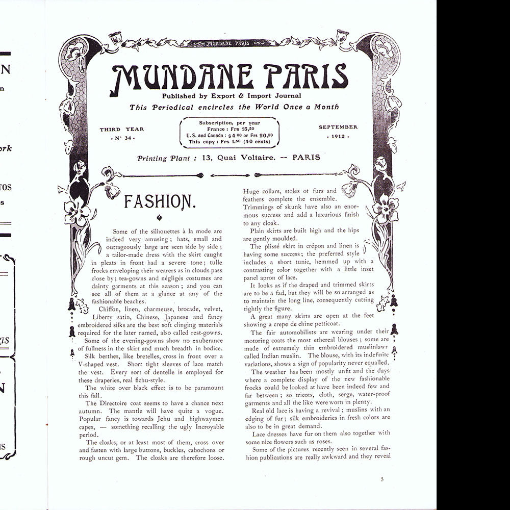 Mundane Paris, n°34 (septembre 1912)