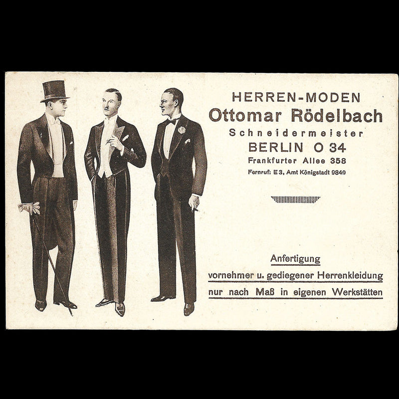 Ottomar Rödelbach - Carte du tailleur de Berlin (circa 1920s)