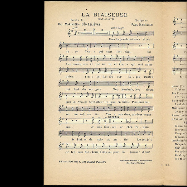 La Biaiseuse chez Paquin - Chanson de Paul Marinier et Léo Lelievre (1912)