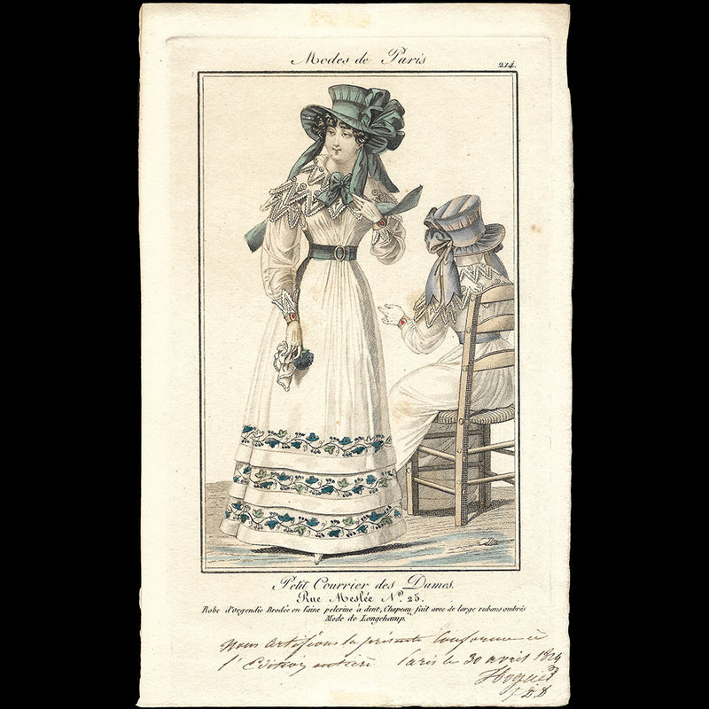 Petit Courrier des Dames, planche n°214 annotée par Hoguet (30 avril 1824)