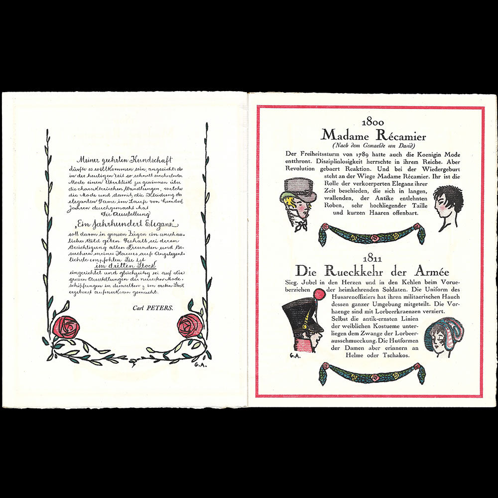 Ein Jahrhundert Eleganz, Ausstellung von Paul Poiret, programme illustré par Guy Arnoux (1914)