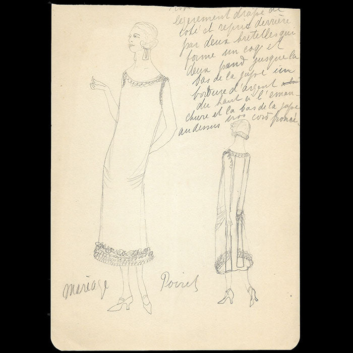 Poiret - Dessin de la robe Mariage (1920s)