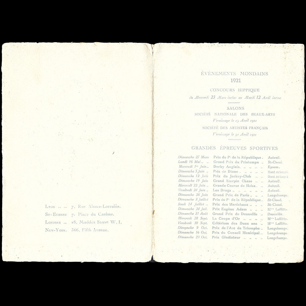 Raimon - Calendrier des évènements mondains (1921)