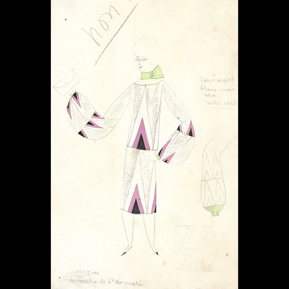 Ray Bret Koch - Une grue, Le Théâtre de 6h du matin, dessin de costume (1920s)