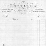 Renard - Facture du tailleur, 2 boulevard des Italiens à Paris (circa 1870)