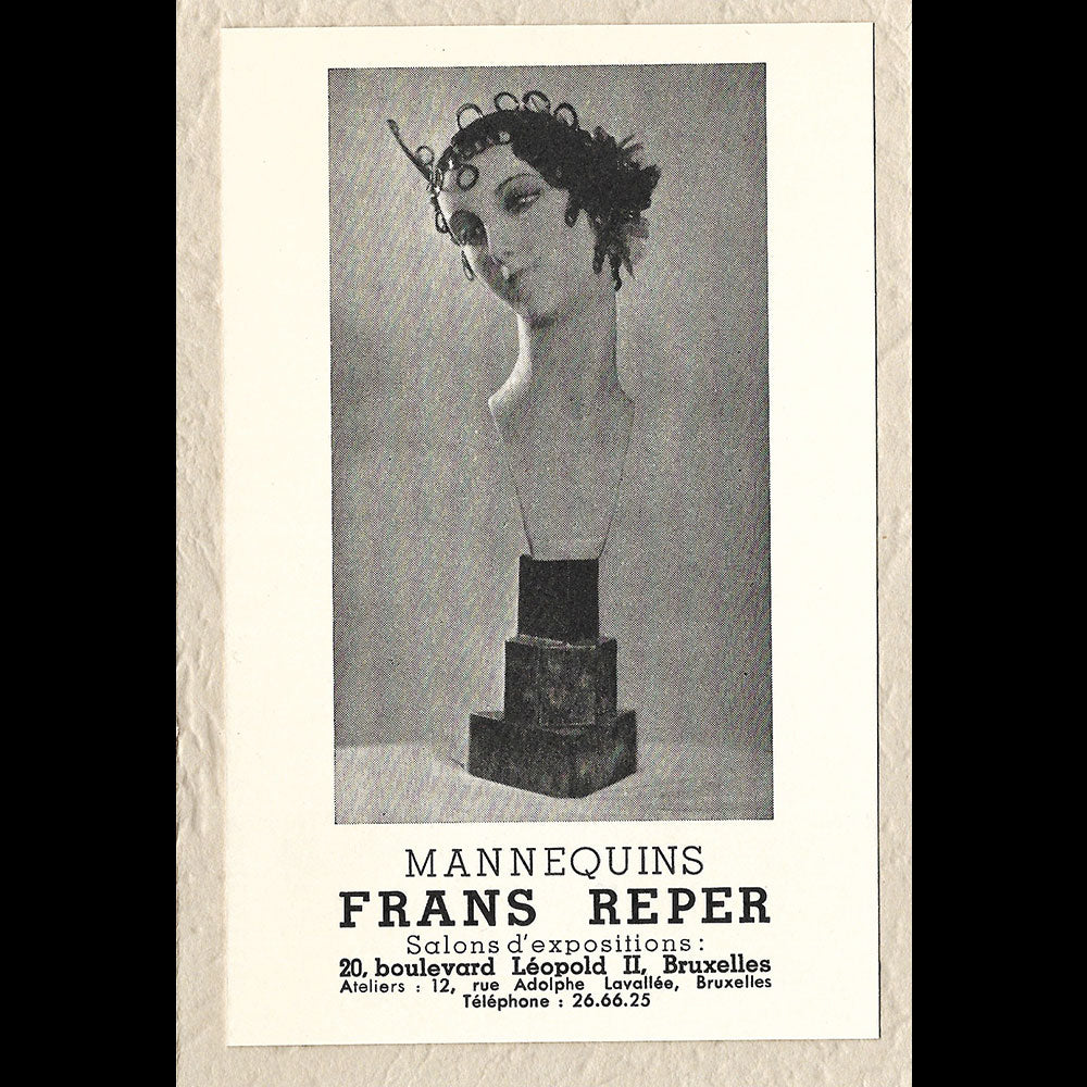 Frans Reper - Carte de la maison de mannequins, 20 boulevard Leopold II à Bruxelles (circa 1910-1920s)
