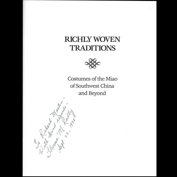 Richly Woven Tradition, exemplaire avec envoi à Richard Martin (1987)
