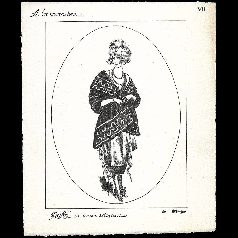 Rufin - A la Manière de Herouard, planche de la maison de couture, 30 avenue de l'Opéra à Paris (circa 1915-1920)