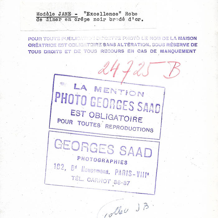 Jane - Excellence, robe du soir brodée, photographie d'époque de Georges Saad (circa 1937)