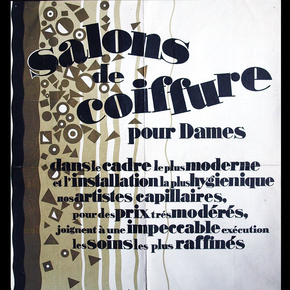 Galerie Lafayette - Salons de Coiffure pour Dames - Affiche publicitaire (circa 1926)