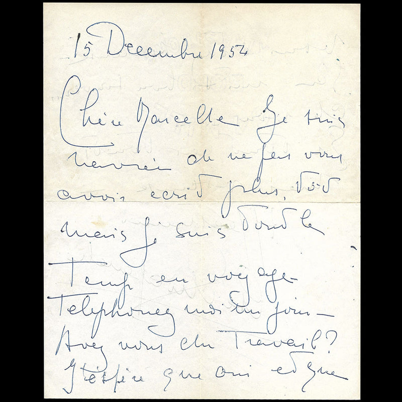 Schiaparelli - Lettre autographe signée adressée à une employée (1954)