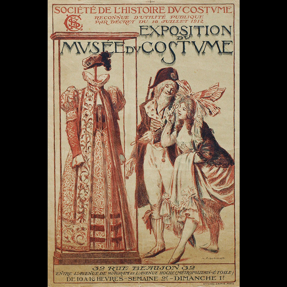 Société de l'Histoire du Costume - Exposition du Musée du Costume, affiche par Auguste Gorguet (1920)