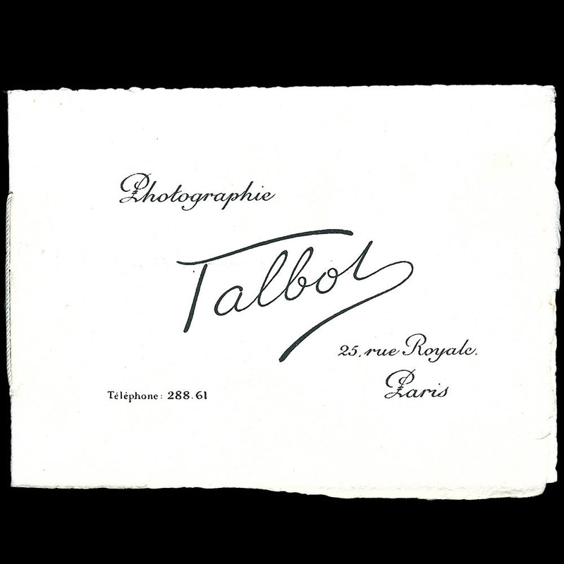 Studio Talbot - Tarifs du studio photographique, 25 rue Royale à Paris (circa 1910)