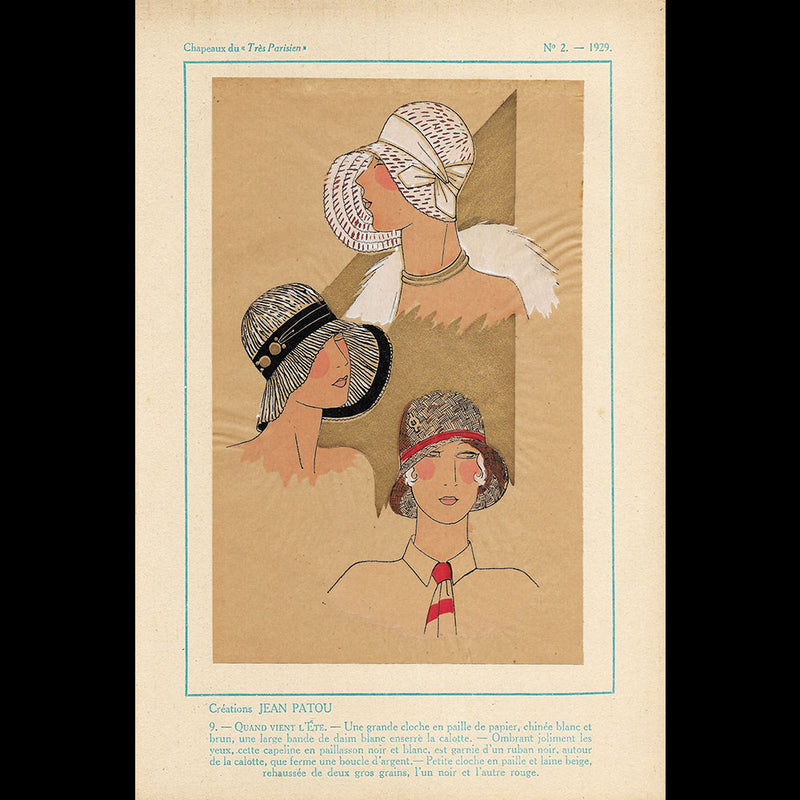 Les Chapeaux du Très Parisien, Réunion de 11 planches du n°2, été 1929