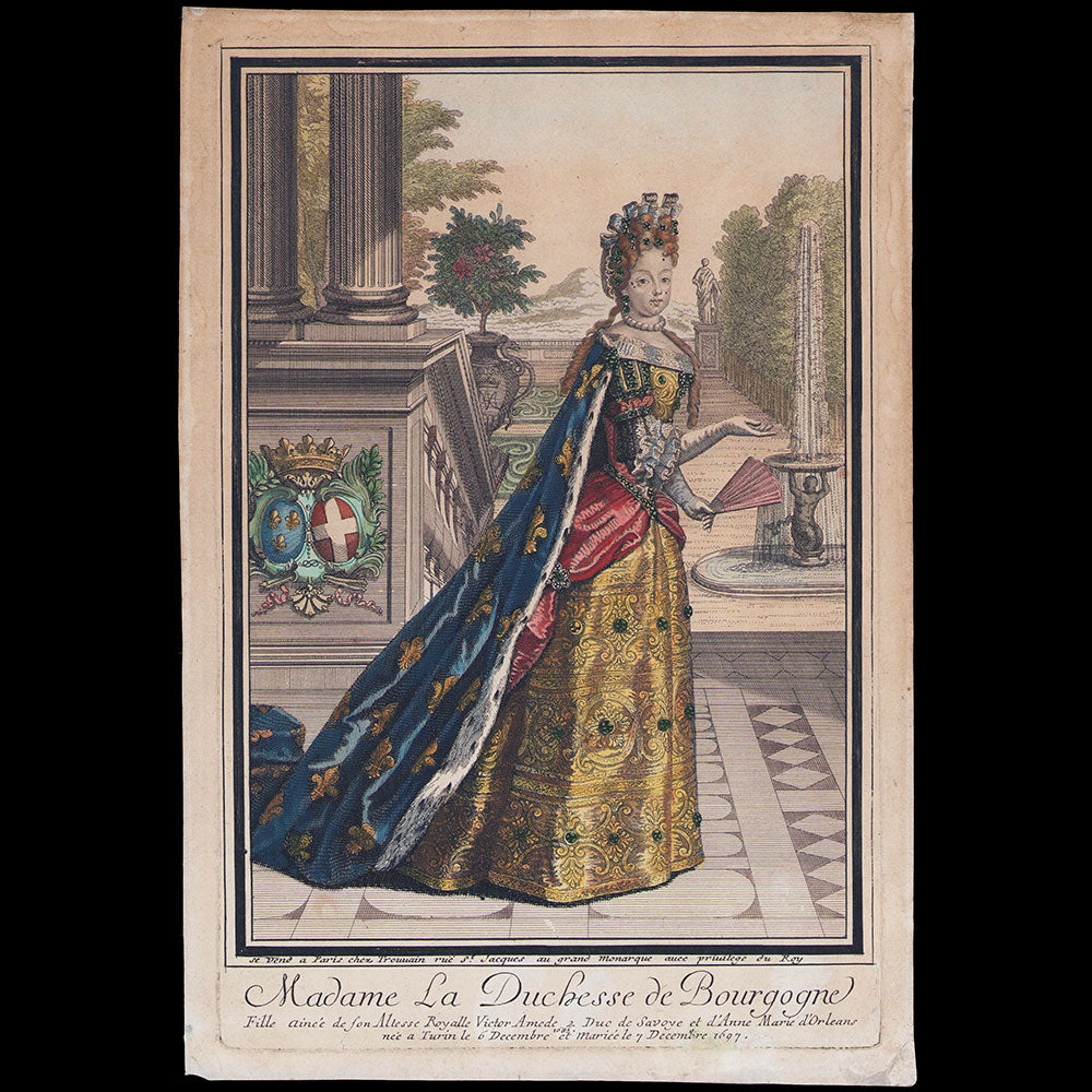 Trouvain - Madame la Duchesse de Bourgogne, portrait en mode (circa 1697)