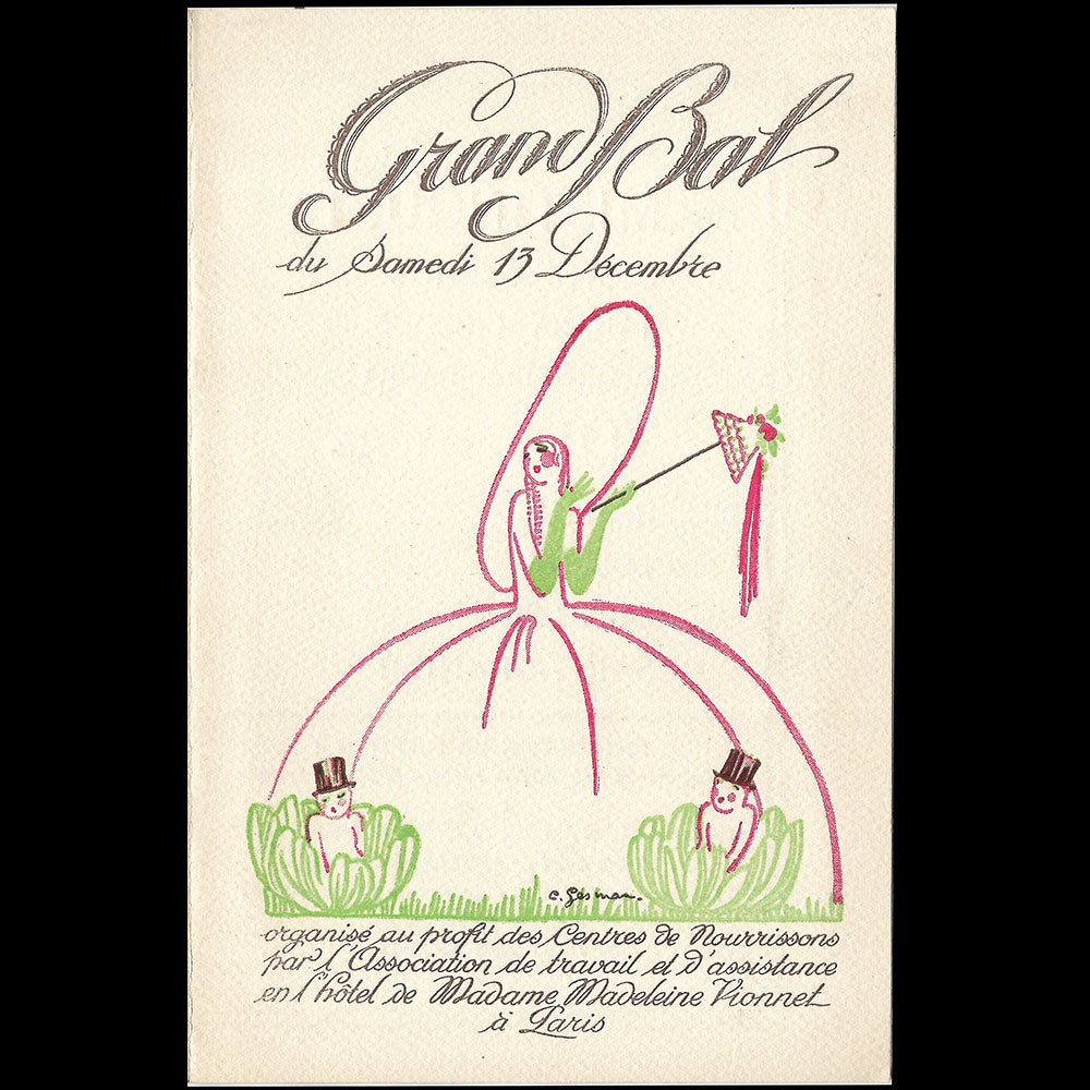 Vionnet - Programme du Grand Bal du Samedi 13 décembre 1924, illustration de Gesmar