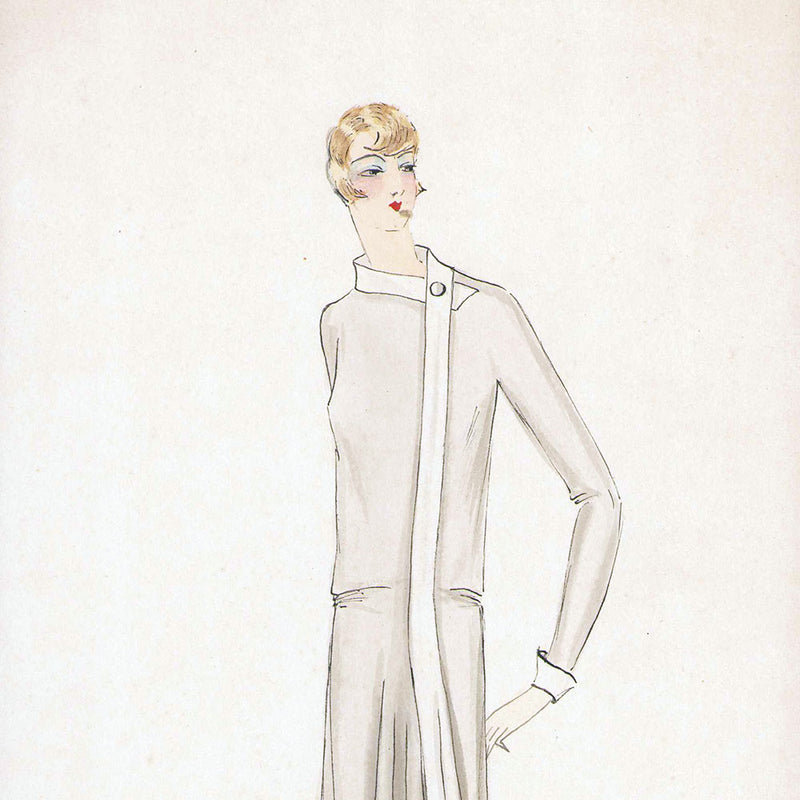 Vionnet - Dessin d'une robe par Suzette Meyer (1929)